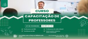Banner do curso de capacitação de professores da igreja, com data, horário e informações de inscrição